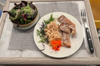 petite dressed crab with brown toast and mixed leavesjpg